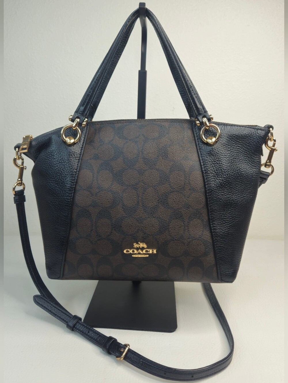 Coach • Kacey Satchel • Signature Colorblock • Brown Black • Leather • Crossbody
